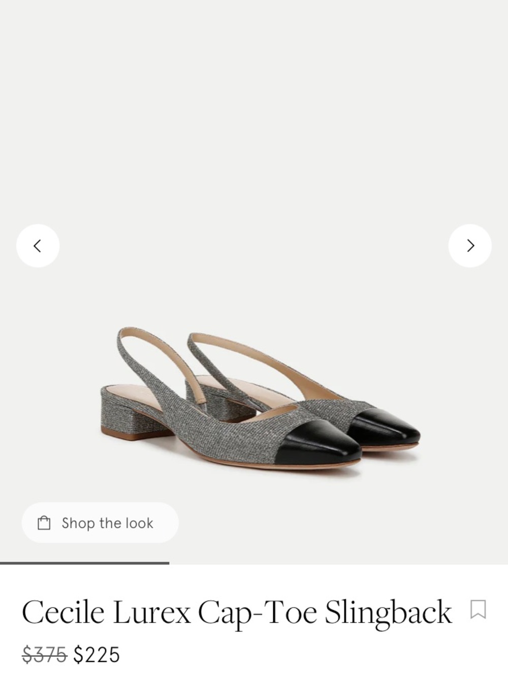 Veronica Beard Silver Glitter Slingback Flats with Black Cap Toe - Picture 13 of 15